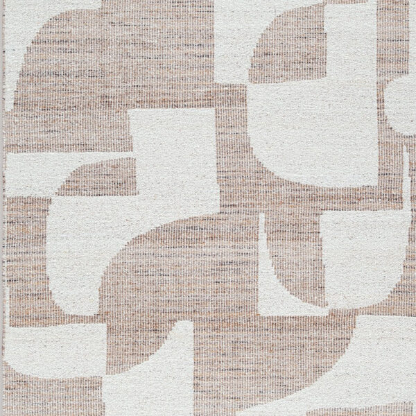 Jimmy 5 x 7 Area Rug, Abstract Pattern Polyester, Cotton Back, Beige Brown