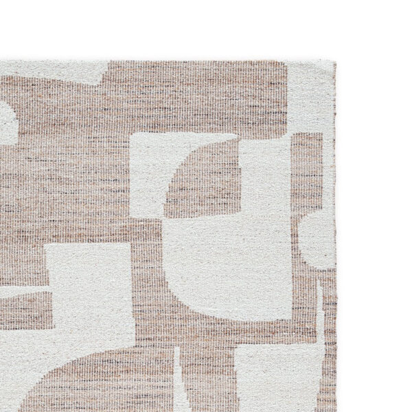 Jimmy 5 x 7 Area Rug, Abstract Pattern Polyester, Cotton Back, Beige Brown