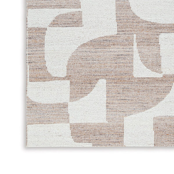 Jimmy 5 x 7 Area Rug, Abstract Pattern Polyester, Cotton Back, Beige Brown