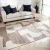 Jimmy 5 x 7 Area Rug, Abstract Pattern Polyester, Cotton Back, Beige Brown
