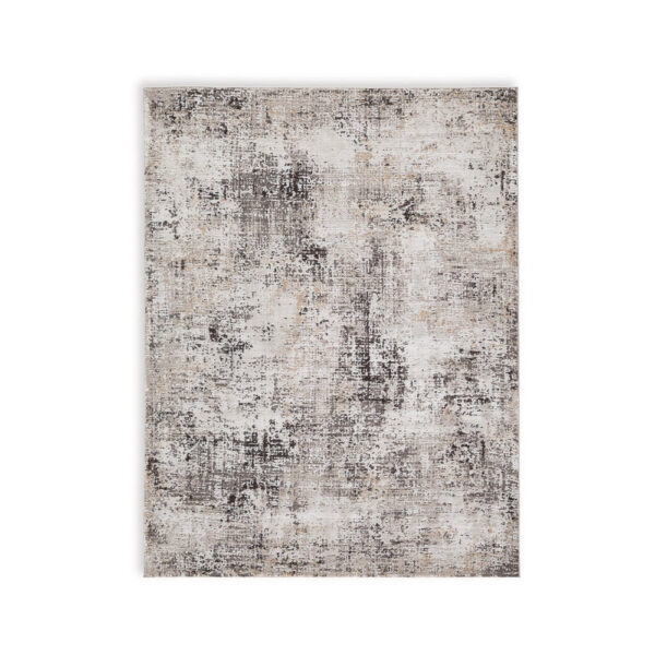 Elanor 5 x 7 Area Rug, Modern Abstract Design, Gray Polyester, Jute Backing