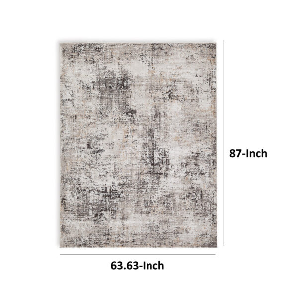 Elanor 5 x 7 Area Rug, Modern Abstract Design, Gray Polyester, Jute Backing