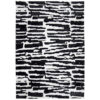Shawn 5 x 7 Area Rug, Black White Abstract Pattern Polyester, Cotton Back