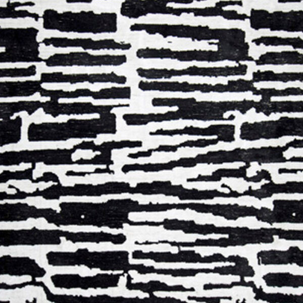 Shawn 5 x 7 Area Rug, Black White Abstract Pattern Polyester, Cotton Back