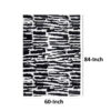 Shawn 5 x 7 Area Rug, Black White Abstract Pattern Polyester, Cotton Back