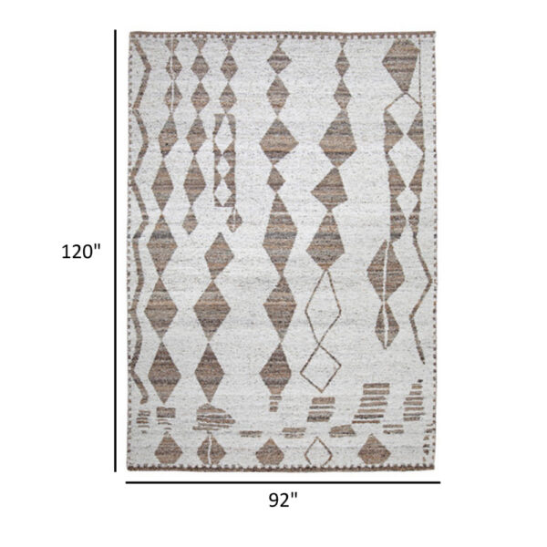 Betty 8 x 10 Area Rug, Geometric Pattern, Beige Brown Polyester, Cotton