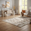 Betty 8 x 10 Area Rug, Geometric Pattern, Beige Brown Polyester, Cotton