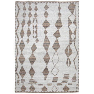 Betty 5 x 7 Area Rug, Geometric Pattern, Beige Brown Polyester, Cotton