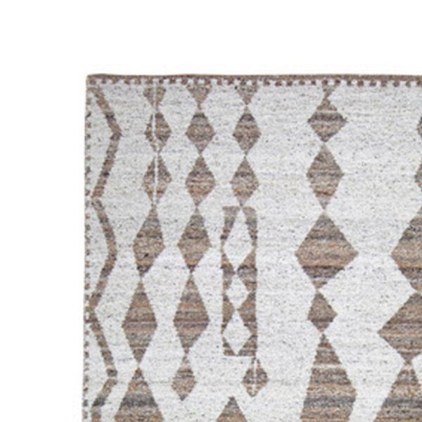 Betty 5 x 7 Area Rug, Geometric Pattern, Beige Brown Polyester, Cotton