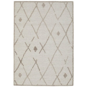 Hima 5 x 7 Area Rug, Geometric Pattern, Hand Tufted Gray Wool Cotton Back