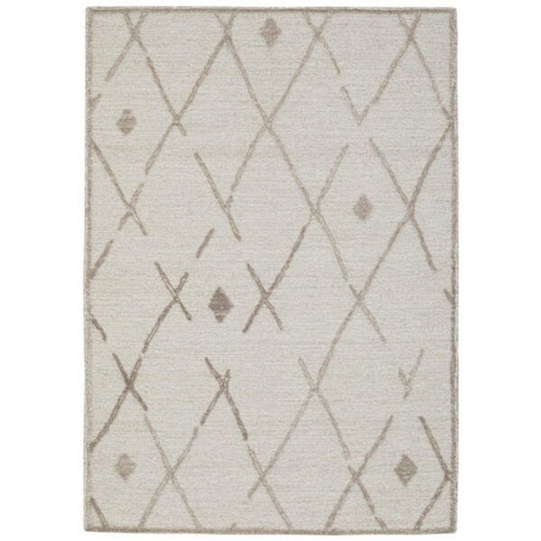 Hima 5 x 7 Area Rug, Geometric Pattern, Hand Tufted Gray Wool Cotton Back