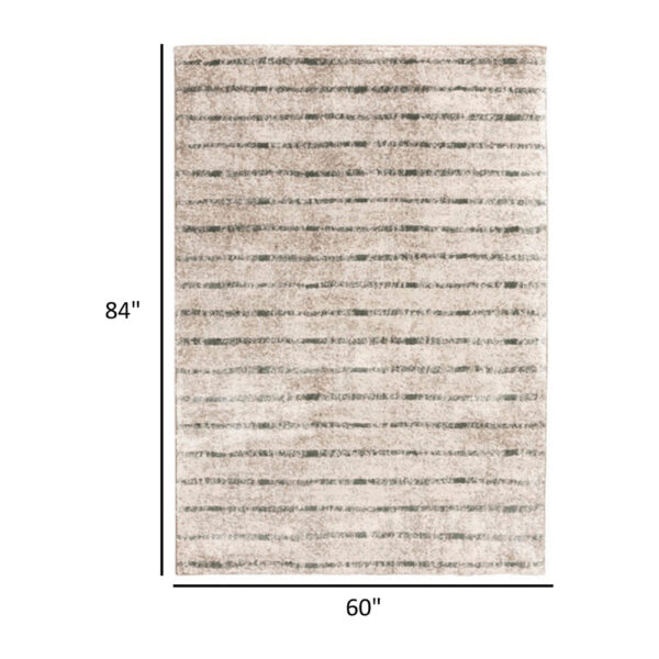 150220266991e06c26cfc.jpeg Bony 5 x 7 Area Rug, Striped Design Cream and Sage, Soft Pile, Jute Back