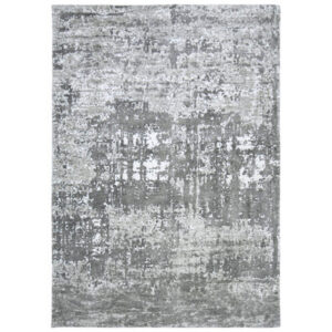 Monty 8 x 10 Area Rug, Abstract Pattern, Gray Ivory Polyester, Cotton Back
