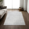 Monty 5 x 7 Area Rug, Abstract Pattern, Gray, Ivory Polyester, Cotton Back