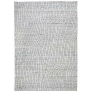 Veer 8 x 10 Area Rug, Linear Abstract Pattern, Polyester, Wool, Gray, Ivory