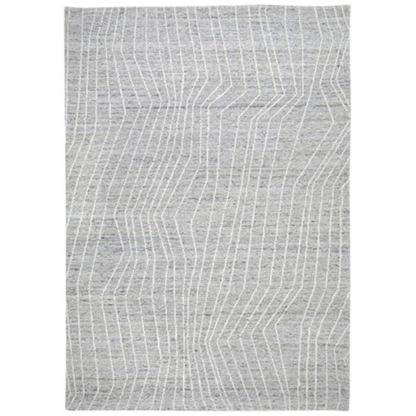 150220266991e0d76a7f0.jpeg Veer 8 x 10 Area Rug, Linear Abstract Pattern, Polyester, Wool, Gray, Ivory
