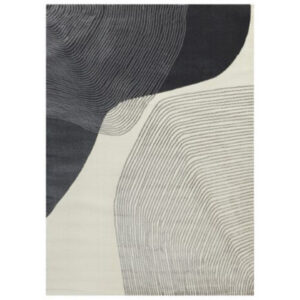 Veer 5 x 7 Area Rug, Linear Abstract Pattern, Polyester, Wool, Gray, Ivory