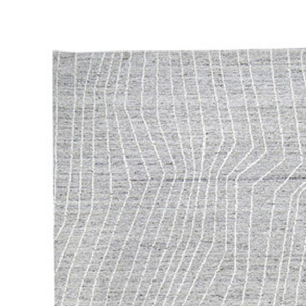 Veer 5 x 7 Area Rug, Linear Abstract Pattern, Polyester, Wool, Gray, Ivory