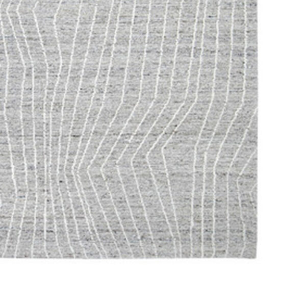 Veer 5 x 7 Area Rug, Linear Abstract Pattern, Polyester, Wool, Gray, Ivory