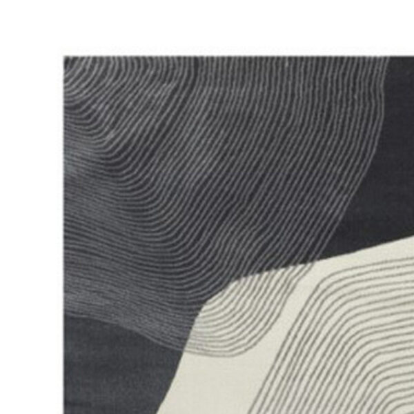 Rosy 8 x 10 Area Rug, Swirling Design Soft Pile Polyester, Black Gray Beige