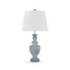 Rick 32 Inch Table Lamp, White Empire Fabric Shade, Turned Blue Terracotta