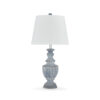 Rick 32 Inch Table Lamp, White Empire Fabric Shade, Turned Blue Terracotta