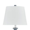 Rick 32 Inch Table Lamp, White Empire Fabric Shade, Turned Blue Terracotta
