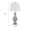 Rick 32 Inch Table Lamp, White Empire Fabric Shade, Turned Blue Terracotta