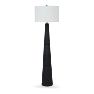 150220266991e176ac6ce.jpeg Boe 69 Inch Floor Lamp, White Drum Shade, Black Tapered Cone Resin Base