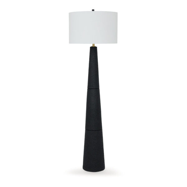 150220266991e176ac6ce.jpeg Boe 69 Inch Floor Lamp, White Drum Shade, Black Tapered Cone Resin Base