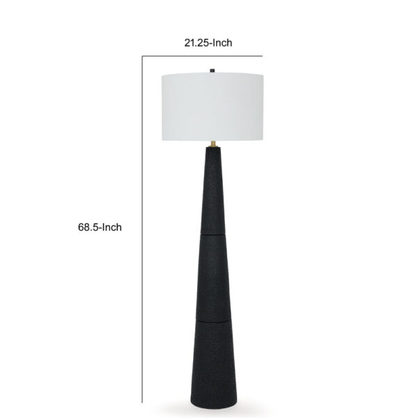 150220266991e17cacde4.jpeg Boe 69 Inch Floor Lamp, White Drum Shade, Black Tapered Cone Resin Base