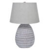 Gyen 29 Inch Table Lamp, Antique White Pattern Pot Base, Gray Empire Shade