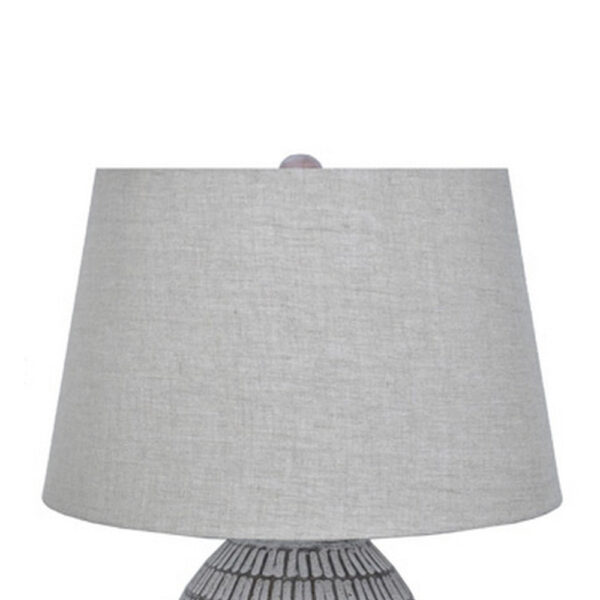 Gyen 29 Inch Table Lamp, Antique White Pattern Pot Base, Gray Empire Shade