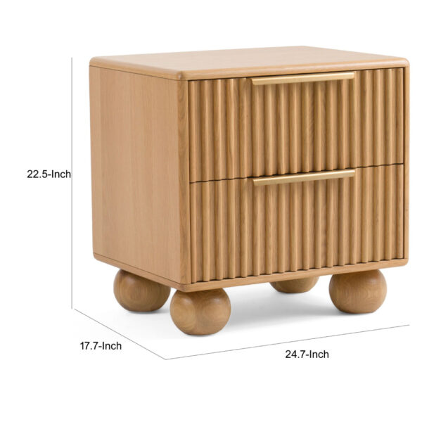 150220266991e199502f3.jpeg Cid Joya 25 Inch Nightstand, 2 Drawers, Natural Brown Solid Oak Wood