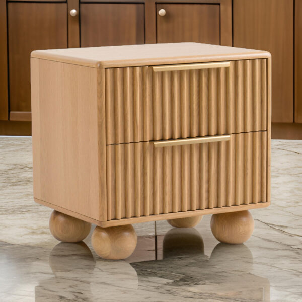 150220266991e19b83418.jpeg Cid Joya 25 Inch Nightstand, 2 Drawers, Natural Brown Solid Oak Wood