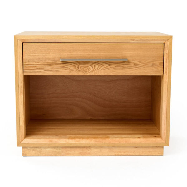 Noe Malia 32 Inch Nightstand, 1 Drawer, 1 Shelf, Natural Brown Solid Wood