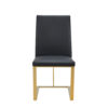 Cid Anki 19 Inch Dining Chair, Dark Gray Faux Leather, Brass Steel Finish