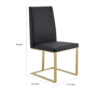 Cid Anki 19 Inch Dining Chair, Dark Gray Faux Leather, Brass Steel Finish