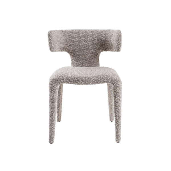 Cid Eve 21 Inch Dining Chair, Curved Wingback Off White Textured Polyester