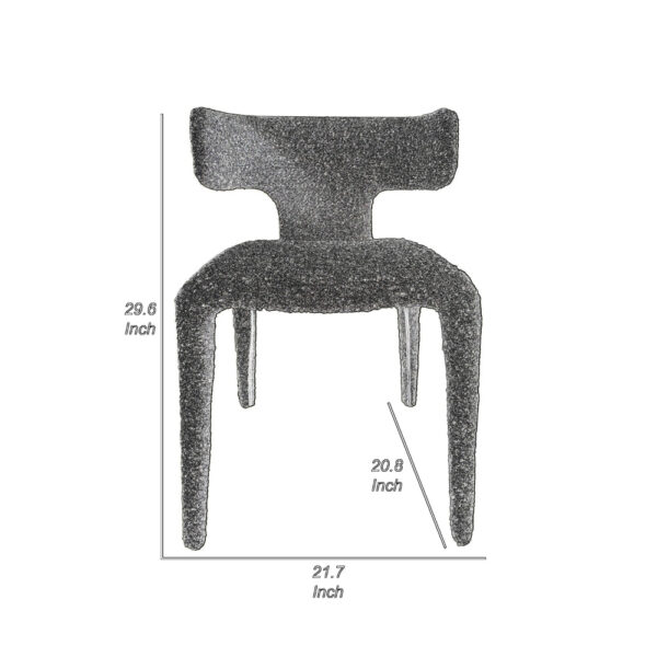 Cid Eve 21 Inch Dining Chair, Curved Wingback Off White Textured Polyester