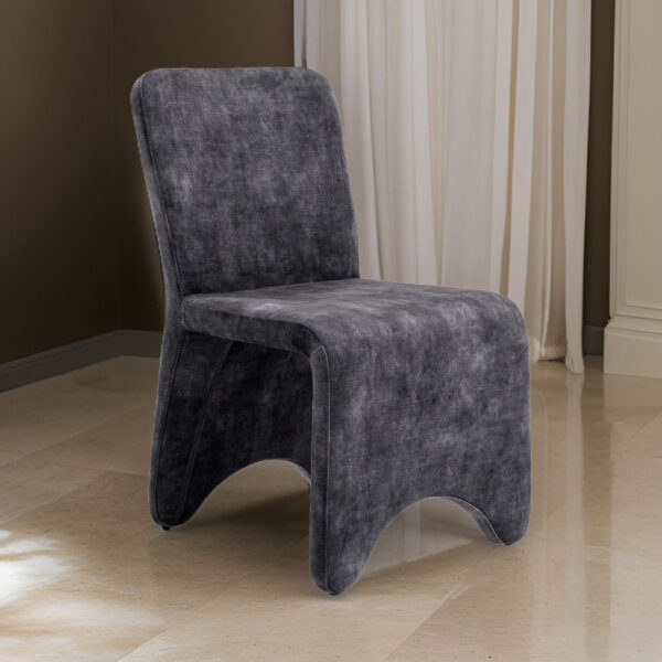 Cid Lou 19 Inch Side Dining Chair Set of 2, Gray Polyester, Panel Frame