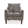 Morris Accent Chair, Gray, White Geometric Pattern, Polyester, Brown Wood