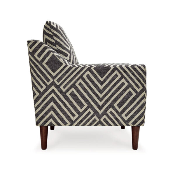 Morris Accent Chair, Gray, White Geometric Pattern, Polyester, Brown Wood