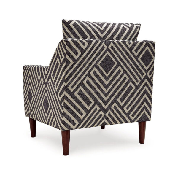 Morris Accent Chair, Gray, White Geometric Pattern, Polyester, Brown Wood