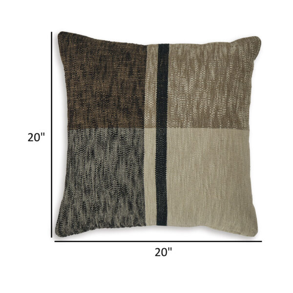 Tena 20 Inch Accent Pillow Set of 4, Square Plaid Pattern, Tan, Black White