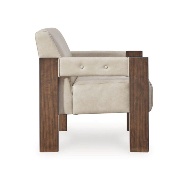150220266991e24e39a77.jpeg Live Accent Chair, Cushioned Seat, White Faux Leather, Espresso Brown Wood