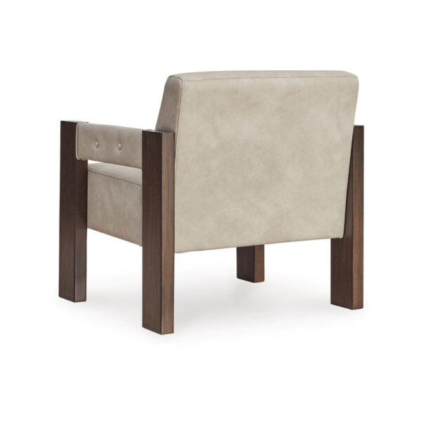 150220266991e24fe0ea7.jpeg Live Accent Chair, Cushioned Seat, White Faux Leather, Espresso Brown Wood