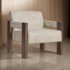 150220266991e25398363.jpeg Live Accent Chair, Cushioned Seat, White Faux Leather, Espresso Brown Wood