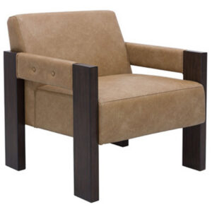 Live Accent Chair, Cushioned Seat, Brown Faux Leather, Espresso Brown Wood