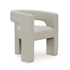 Sovi Accent Chair, Cushioned Seating, Barrel Back with Cutout Design, Ivory